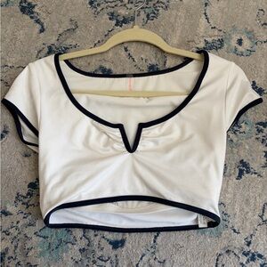 White and Navy Free People Movement Top